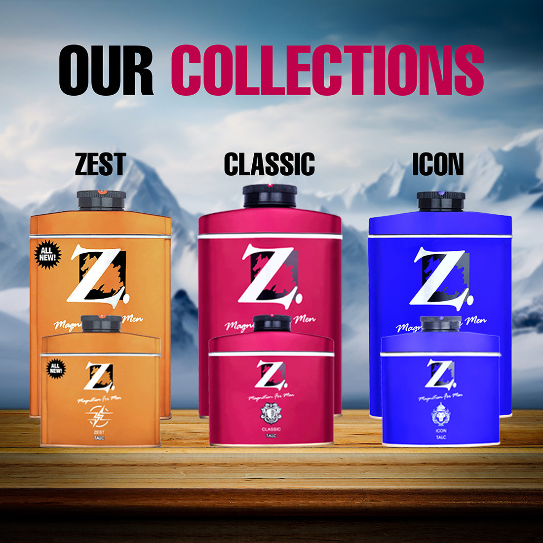 Z Men's Classic Talc 100g pack of 2 and Icon Talc 100g