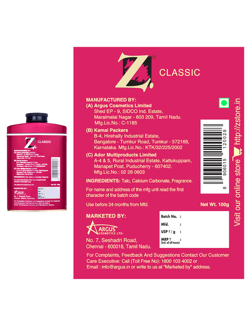 Z Men's Classic Icon Zest Talc, 100g pack of 3 — image 3