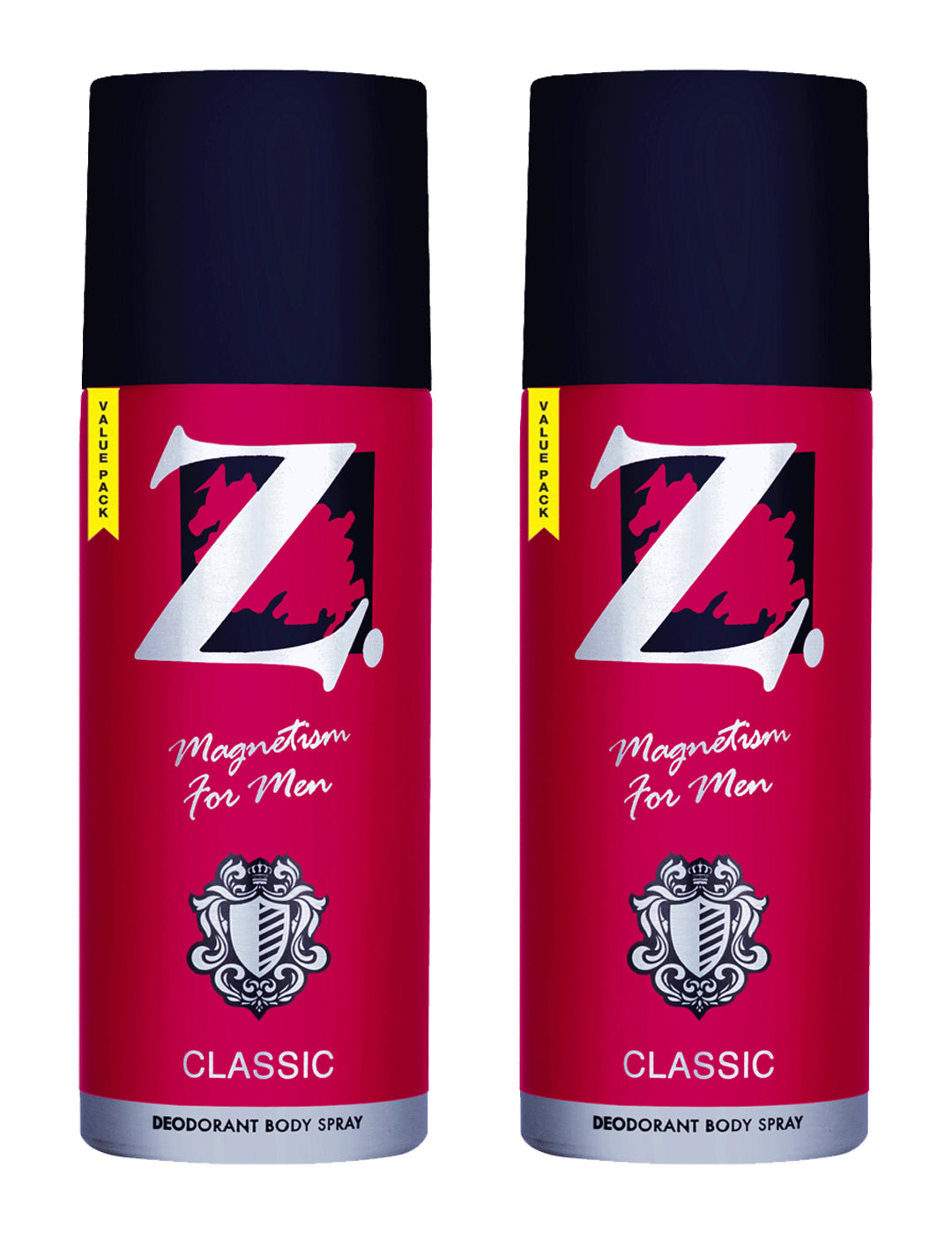 Z Men's Classic Deo, 175ml X 2, Woody, Musky Fragrance, Luxury deodorants, Prevents Odor, Refreshing Premium Aromatic Long lasting Perfume, Body Spray for Party, Office, Date (Pack of 2)