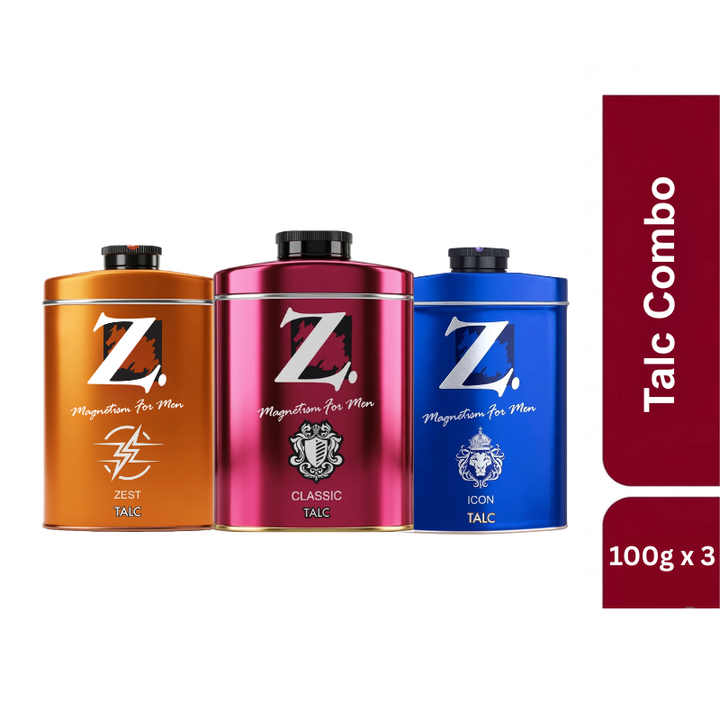 Z Men's Classic Icon Zest Talc, 100g pack of 3