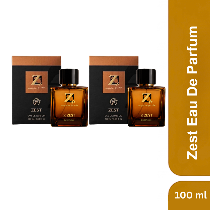 Z Magnetism for Men Zest Eau De Parfum | Buy 1 Get 1 Free – 2 x 100ml Bottles (Total 200ml) | Long Lasting Luxury Perfume for Men | Fresh & Citrusy Scent | Premium EDP for Office, Party & Gifting
