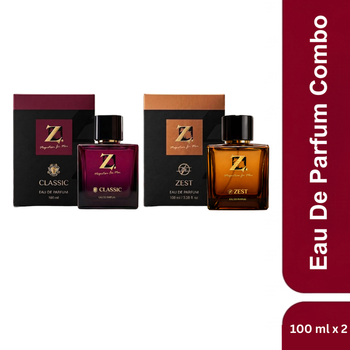 Z Magnetism for Men Classic & Zest Eau De Parfum | Buy 1 Get 1 Free – 2 x 100ml Bottles (Total 200ml) | Long Lasting Luxury Perfume for Men | Fresh Scent | Premium EDP for Office, Party & Gifting