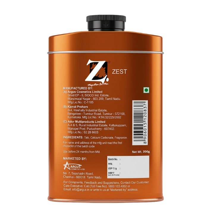 Z Men's Zest Talc 100gm