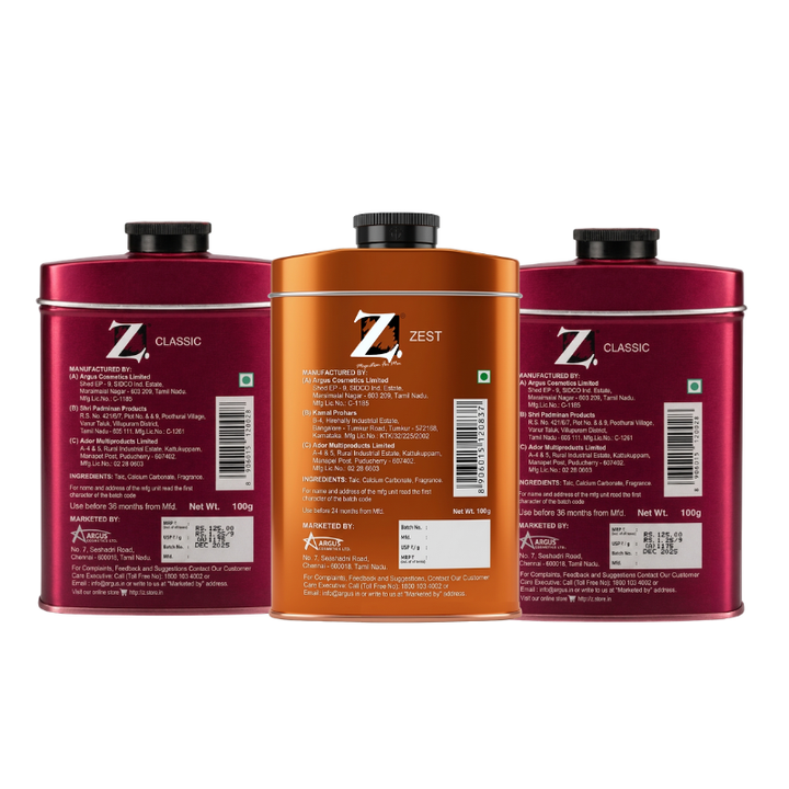 Z Men's Classic & Zest Talc 100g pack of 3