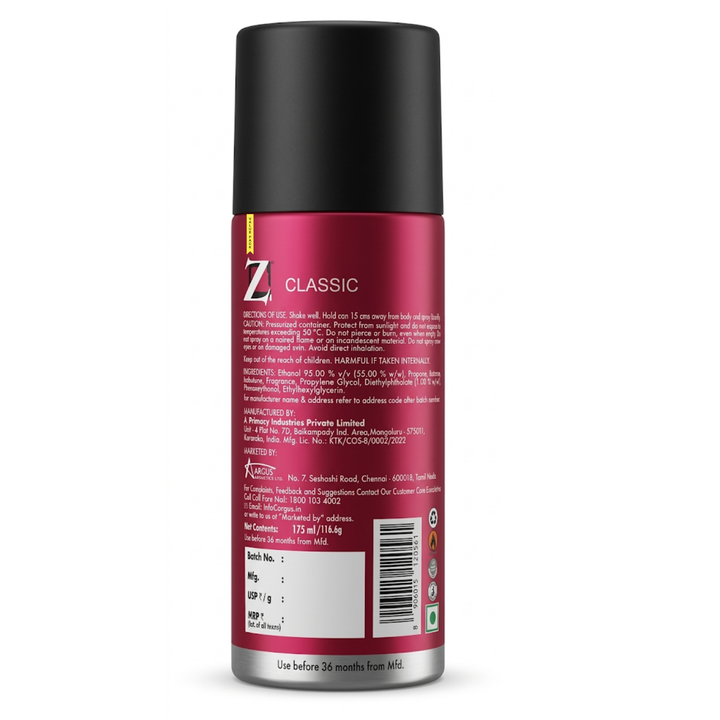 Z Men's Classic Deo, 175ml