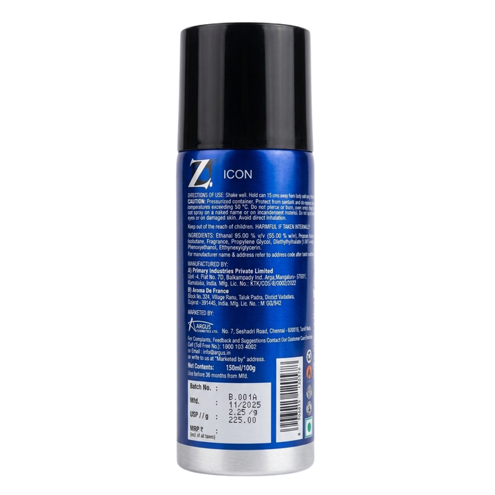Z Men's Icon Deo, 150ml pack of 3