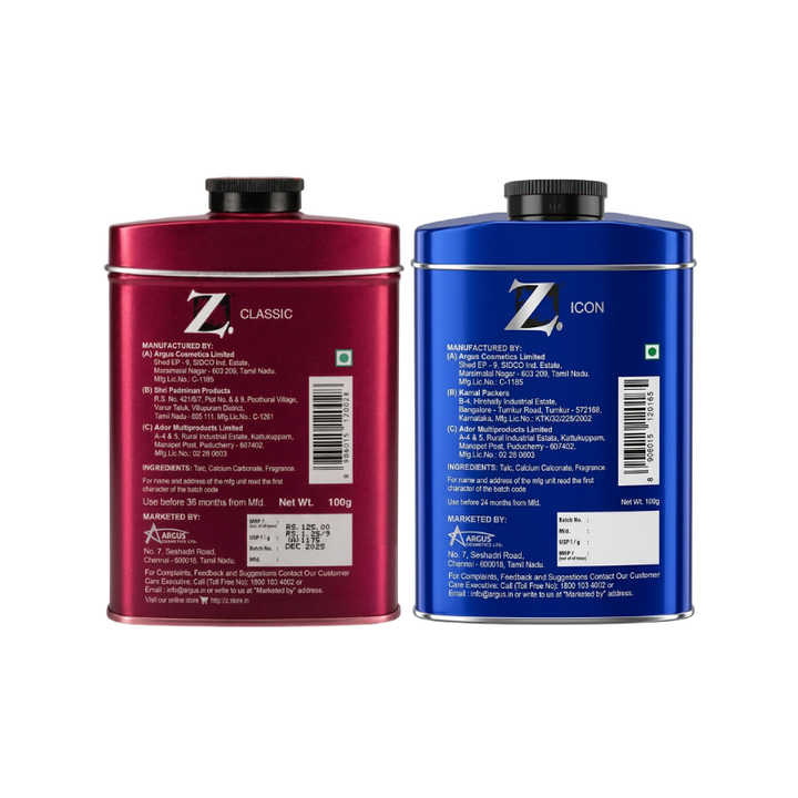 Z Men's Talc  Classic & Icon 100g pack of 3