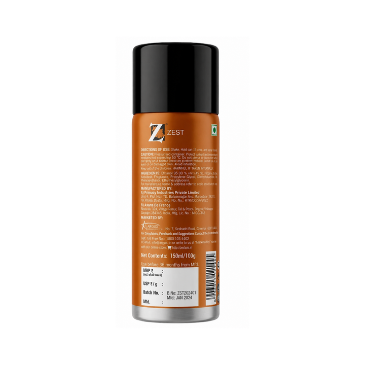 Z Zest Deo/Deodorant for Men | Cedar & Citrus. Blast Fresh.