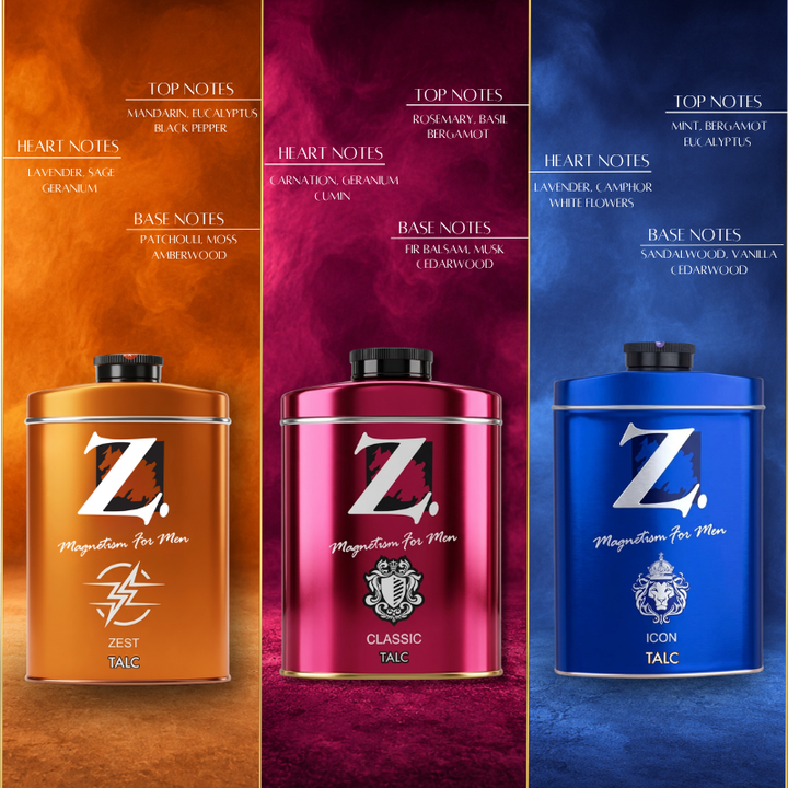 Z Men's Classic Icon Zest Talc, 100g pack of 3