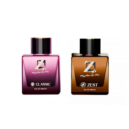 Z Magnetism for Men Classic & Zest Eau De Parfum | Buy 1 Get 1 Free – 2 x 100ml Bottles (Total 200ml) | Long Lasting Luxury Perfume for Men | Fresh Scent | Premium EDP for Office, Party & Gifting