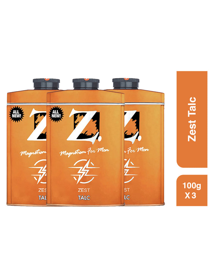 Z Men's Zest Talc, 100g pack of 3