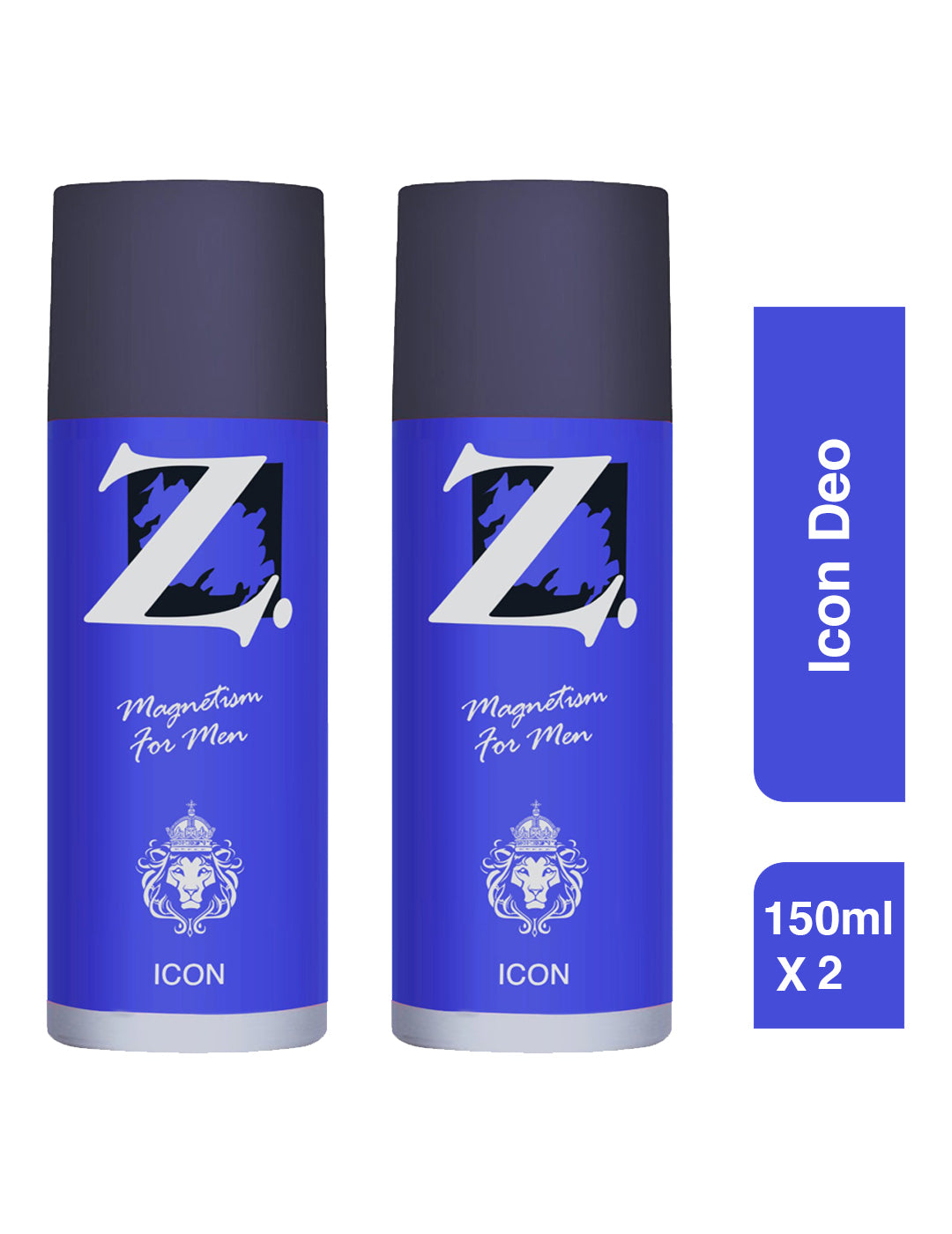 Z Men's Icon Deo, 150ml X 2, Spicy & Bold Fragrance, Luxury deodorants, Prevents Odor, Refreshing Premium Aromatic Long lasting Perfume, Body Spray for Party, Office, Date (Pack of 2)