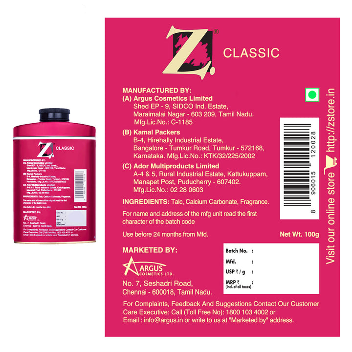 Z Classic Talc for Men | Woody Musk. Rise & Rule.