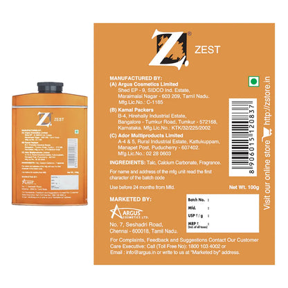 Zest Talc 100G Buy 1 Get 1