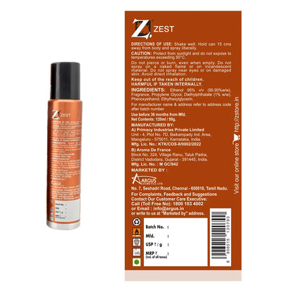Z Men's Zest No Gas Deo, 120ml, Buy 1 Get 1