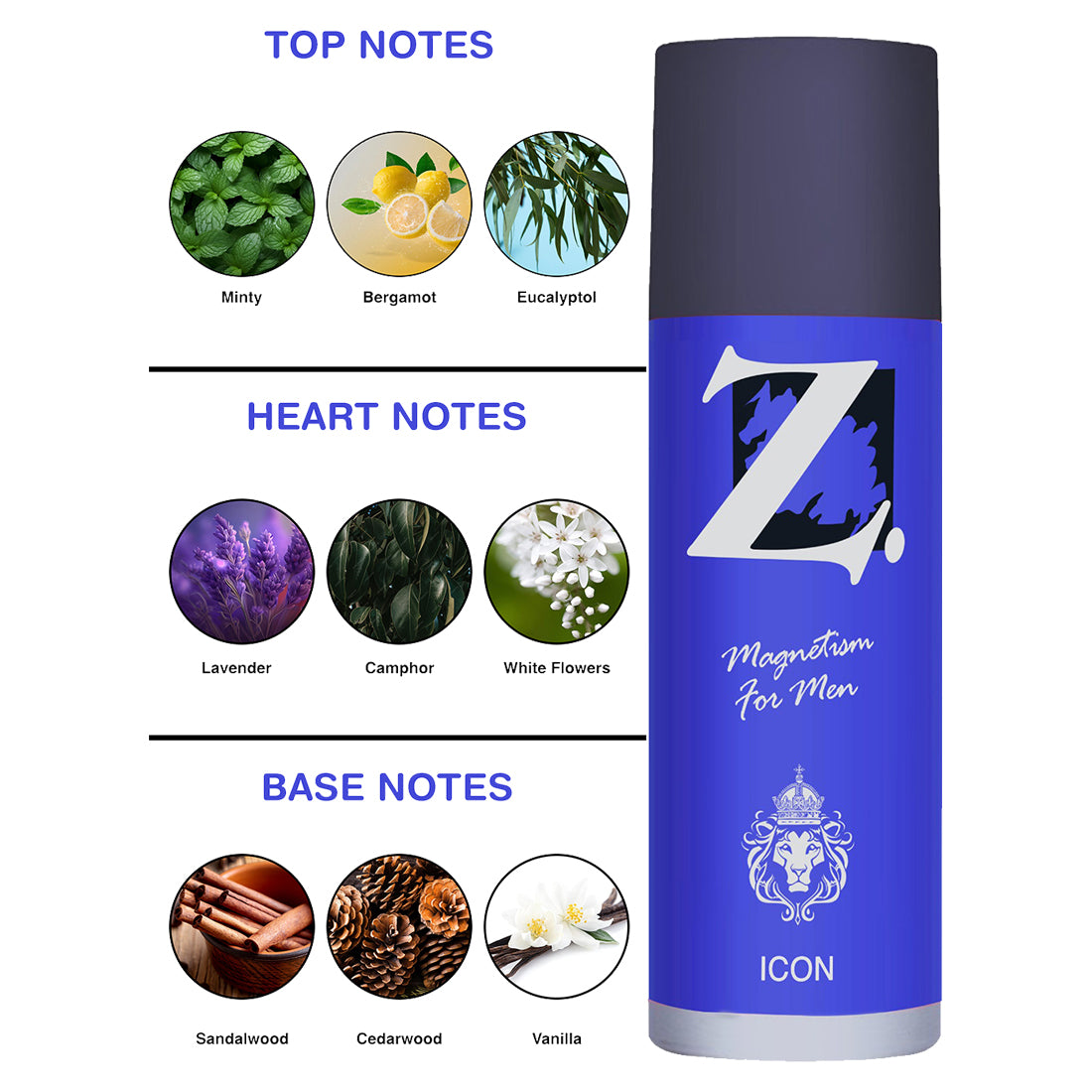 Z Men's Icon Deo, 150ml X 2, Spicy & Bold Fragrance, Luxury deodorants, Prevents Odor, Refreshing Premium Aromatic Long lasting Perfume, Body Spray for Party, Office, Date (Pack of 2)