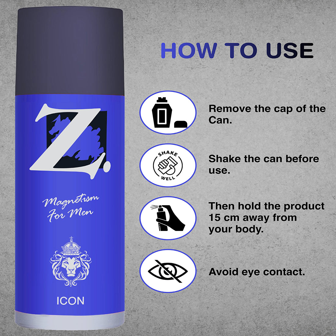 Z Men's Icon Deo, 150ml X 2, Spicy & Bold Fragrance, Luxury deodorants, Prevents Odor, Refreshing Premium Aromatic Long lasting Perfume, Body Spray for Party, Office, Date (Pack of 2)