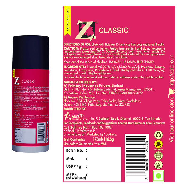 Z Men's Classic Talc, 250g & Classic Deo 175ml — image 3