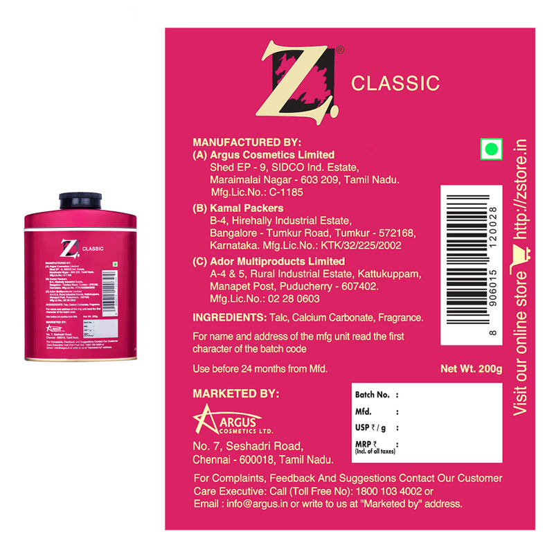 Z Men's Classic Talc, 200g & Classic Deo 150ml — image 2