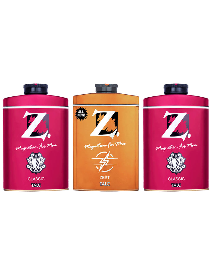 Z Men's Classic Talc 100g pack of 2 and Zest Talc 100g