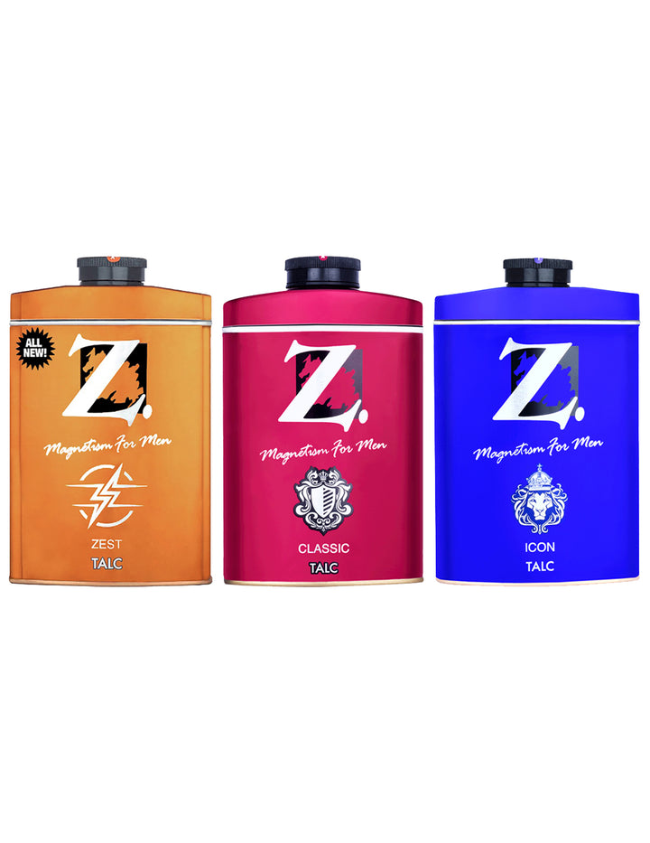 Z Men's Classic Icon Zest Talc, 100g pack of 3