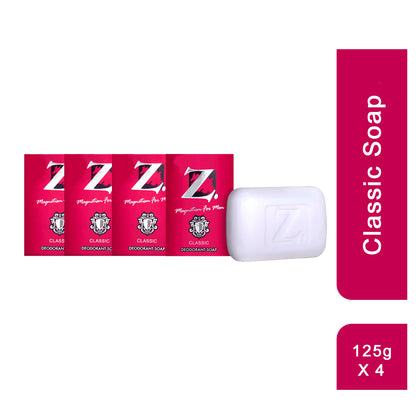 Classic Deodorant Soap 125g (Pack of 4) with Free 18ml Classic Deo Pocket Perfume